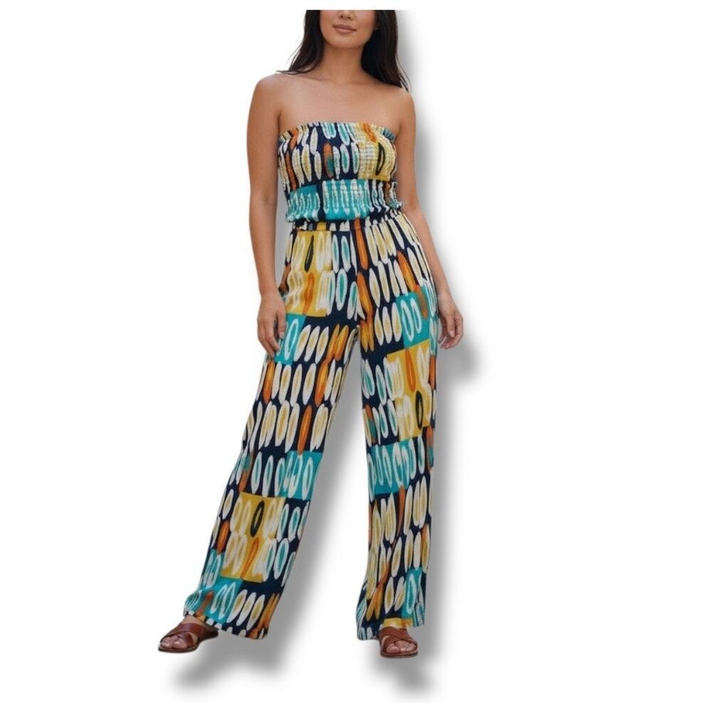 Newberry Kustom wide leg strapless jumpsuit size small